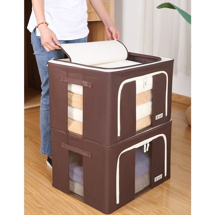 Cutie de Depozitare GIMASE, Cu fermoar, 66 l, 50 cm x 40 cm x 33 cm, Maro