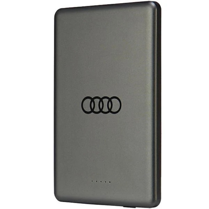 Baterie externa, Audi, Metal, USB-C, 5000mAh, 15W, MagSafe, Gri inchis