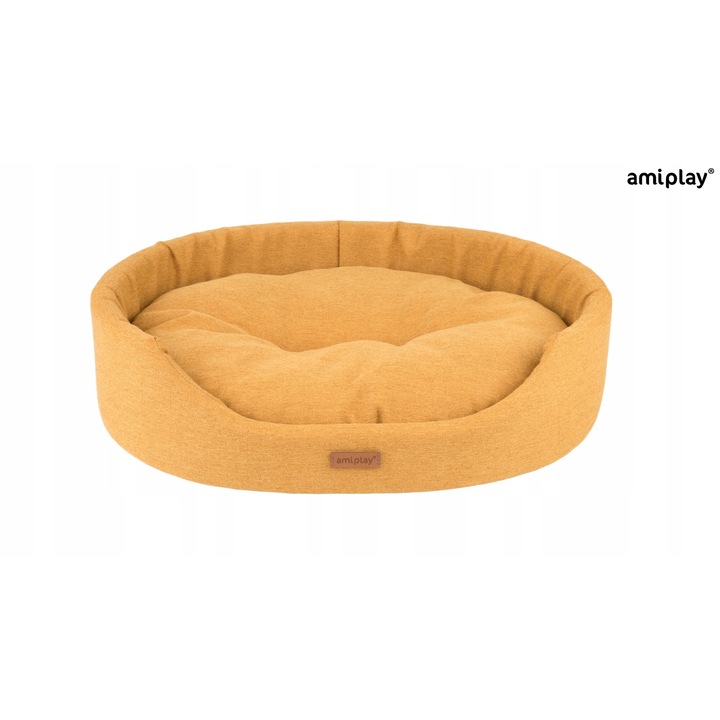 Ovális járóka kutyáknak vagy macskáknak, amiplay Montana, 46x38x13cm, sárga, kopásálló anyag