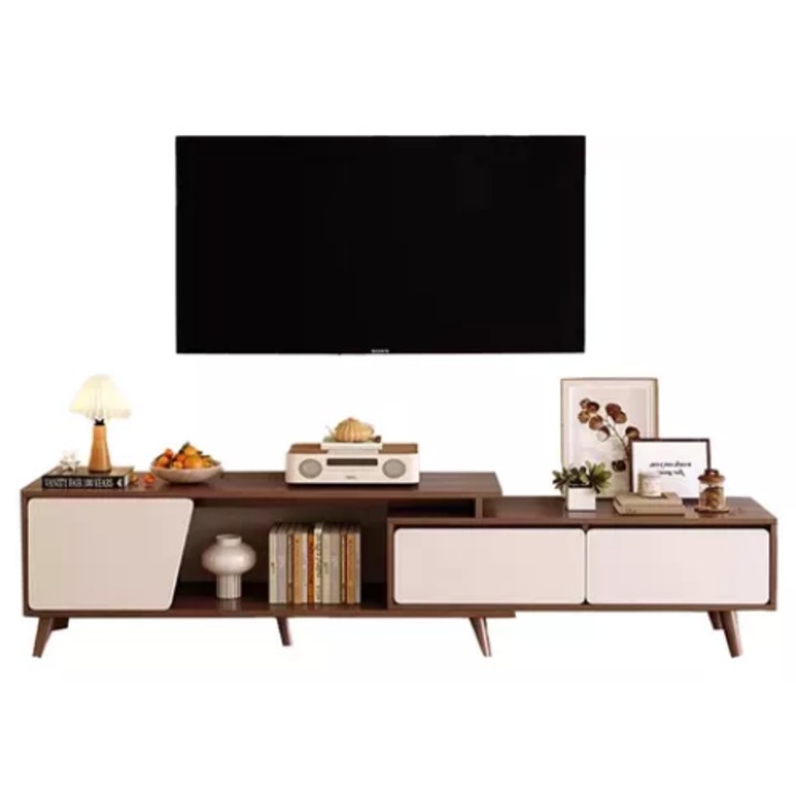 Dulap TV simplu, 2 sertare, Lemn, 120x200cm, maro