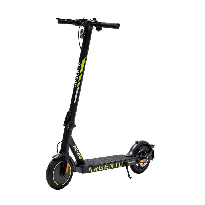 Електрическа тротинетка Argento AG23, Максимална скорост 25 км/ч, Максимално разстояние 23 км, Батерия: 6,6 Ah, Мотор: 300W, Колело: 8,5 инча, Мигачи, Черно-зелен
