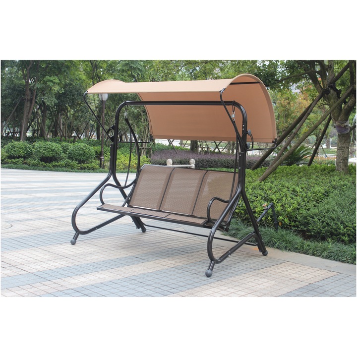 Balansoar Kring Ibiza, 191x134x196 cm, 3 locuri, culoare bej