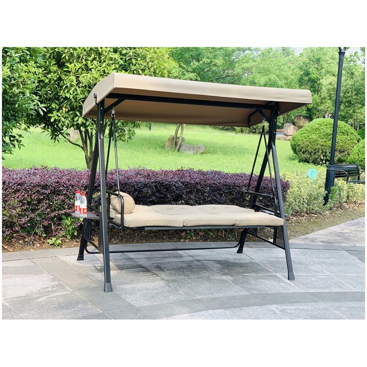 Balansoar Kring Palma, 202x118x184 cm, 3 locuri, functie pat, culoare bej