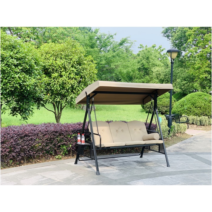 Balansoar Kring Palma, 202x118x184 cm, 3 locuri, functie pat, culoare bej