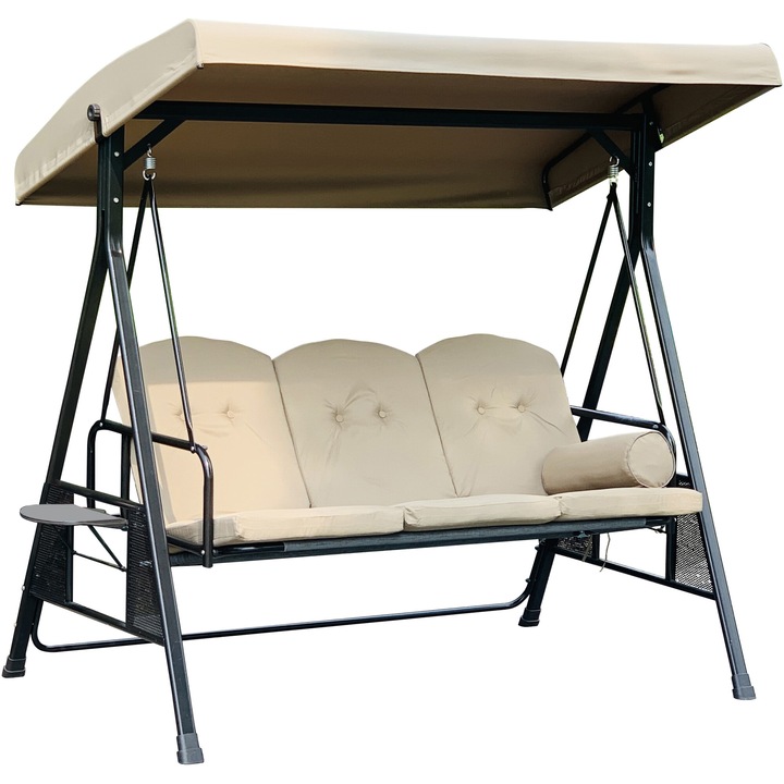 Balansoar Kring Palma, 202x118x184 cm, 3 locuri, functie pat, culoare bej