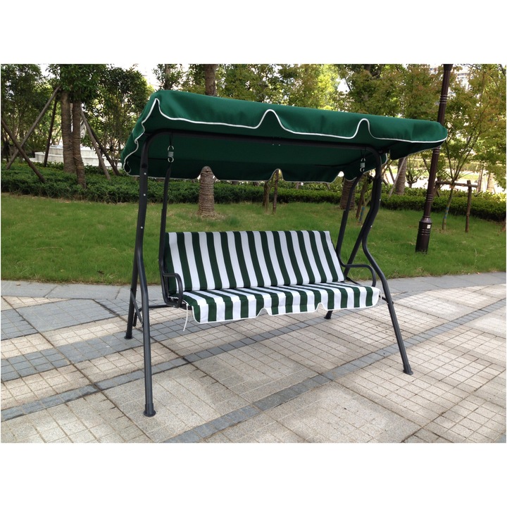 Balansoar Kring Jarvis, 173x112x148 cm, culoare alb/verde