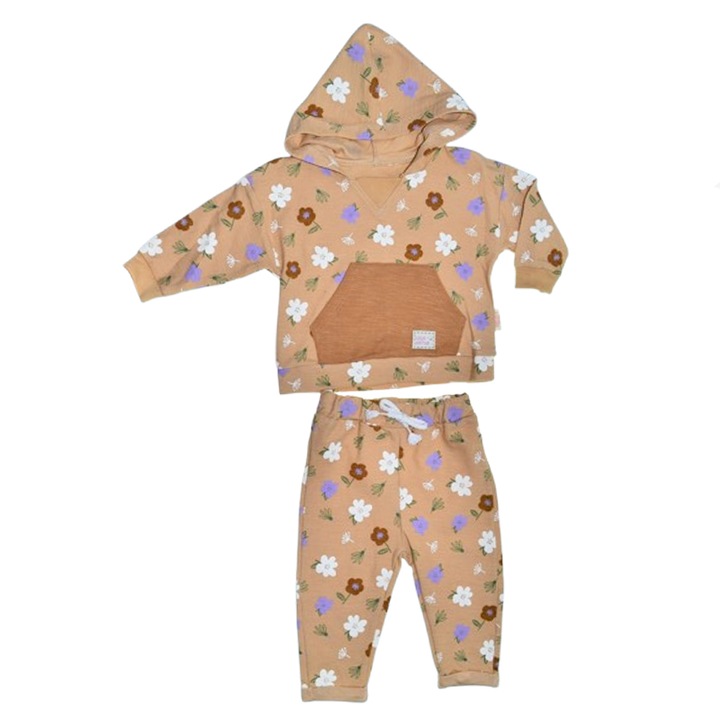 Compleu 2 piese pantaloni si bluza pentru fete Mini Junior SETMJ-44, Bej 112303