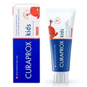Pasta de dinti Curaprox, pentru copii, fara fluor, aroma de capsuni, 60ml