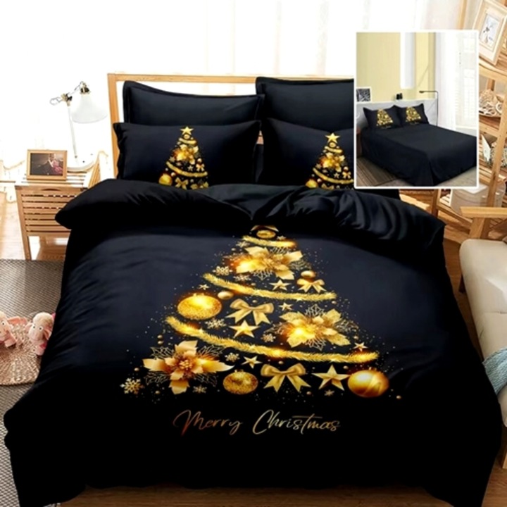 Lenjerie de pat Craciun, finet, 6 piese, pentru pat dublu, Pucioasa, CR114