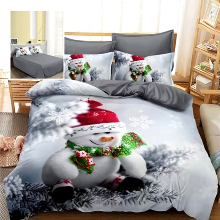 Lenjerie de pat Craciun, finet, 6 piese, pentru pat dublu, Pucioasa, CR124