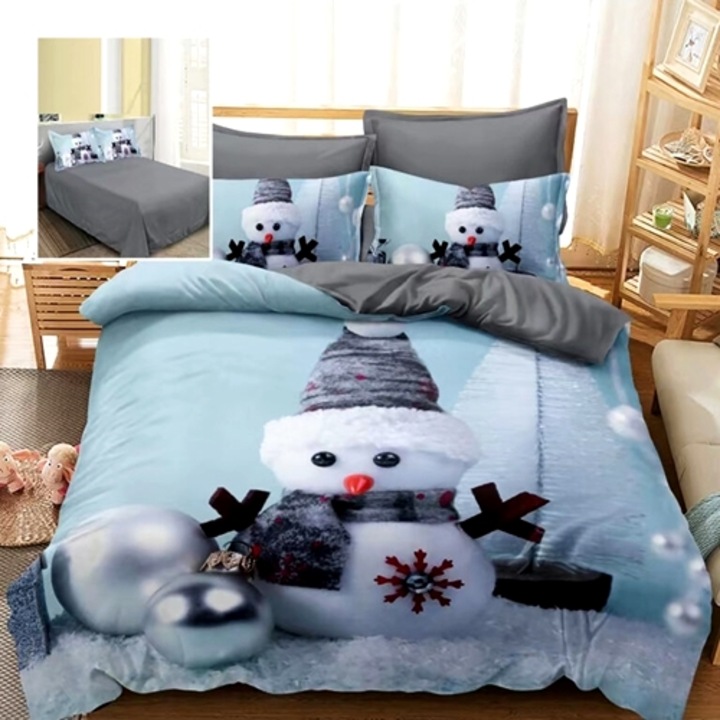 Lenjerie de pat de Craciun, finet, 6 piese, cearceaf pat 220x240cm, cearceaf pilota 200x230cm, 2 fete de perna 50x70 si 2 fete de perna 70x70cm, pentru 2 persoane, Pucioasa, LC125