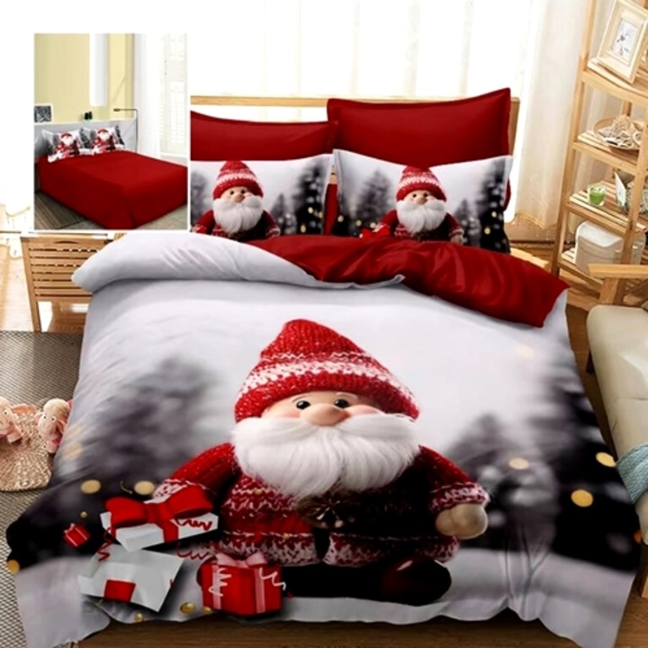Lenjerie de pat Craciun, finet, 6 piese, pentru pat dublu, Pucioasa, CR132