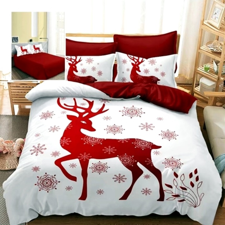 Lenjerie de pat Craciun, finet, 6 piese, pentru pat dublu, Pucioasa, CR152