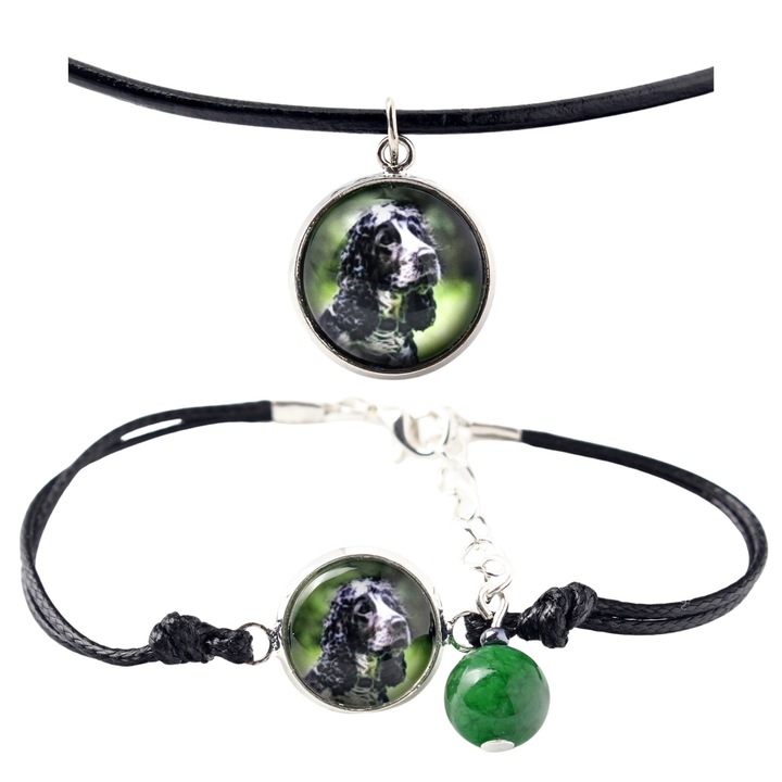 Set colier si bratara Art-Dog, cu pandantiv American Cocker Spaniel, multicolor