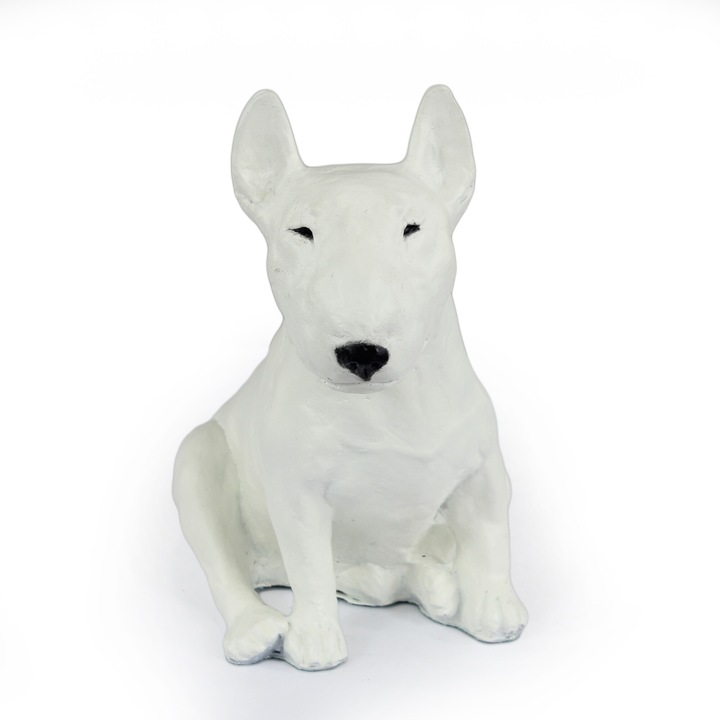 Statueta caine Bull Terrier, Art-Dog, epoxid, decorare birou, interior/exterior, 30x20cm