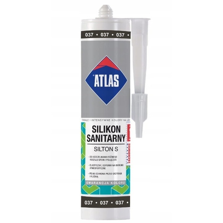 Silicon sanitar elastic Atlas, 280 ml, grafit, rezistent la mucegai, aplicare cu pistol