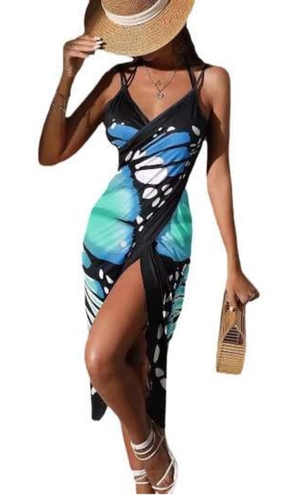 Rochie de plaja cu imprimeu, Albastru