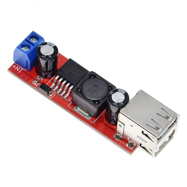 Convertor coborator tensiune step-down de la 6-40V la 5V, 3A cu 2 porturi USB
