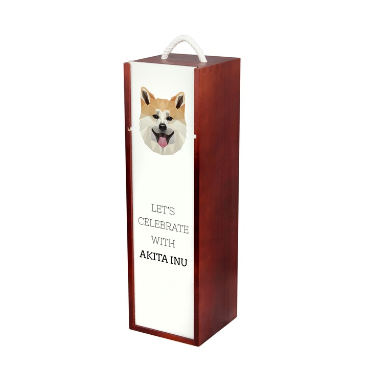 Кутия за вино Art-Dog, геометрия куче, дърво, 35x10x10cm