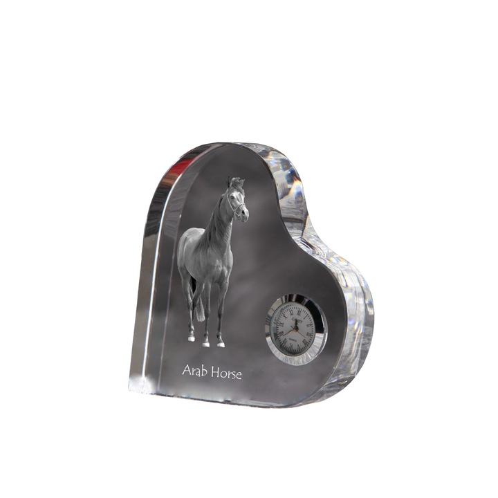 Kristály szív alakú dekoratív óra, Art-Dog, 10,6x10,6x1,6cm