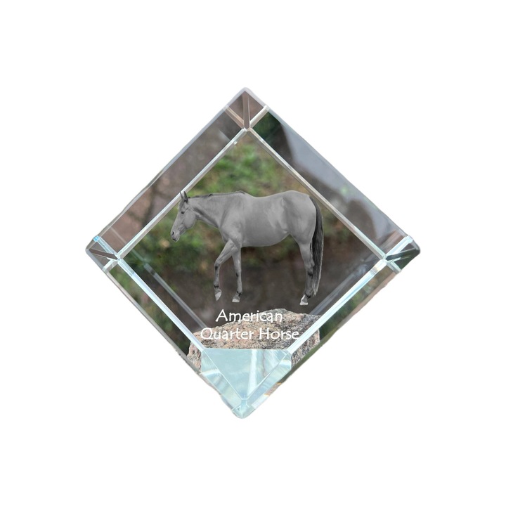 Obiect decorativ Art-Dog, American Quarter Horse, 8x8x8 cm, din cristal, transparent