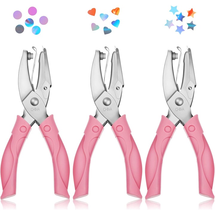 Puncher manual pentru perforat hartie, AMRINUGL, design ergonomic, aplicabilitate larga, culoare multicolor, dimensiuni 10x15x22cm