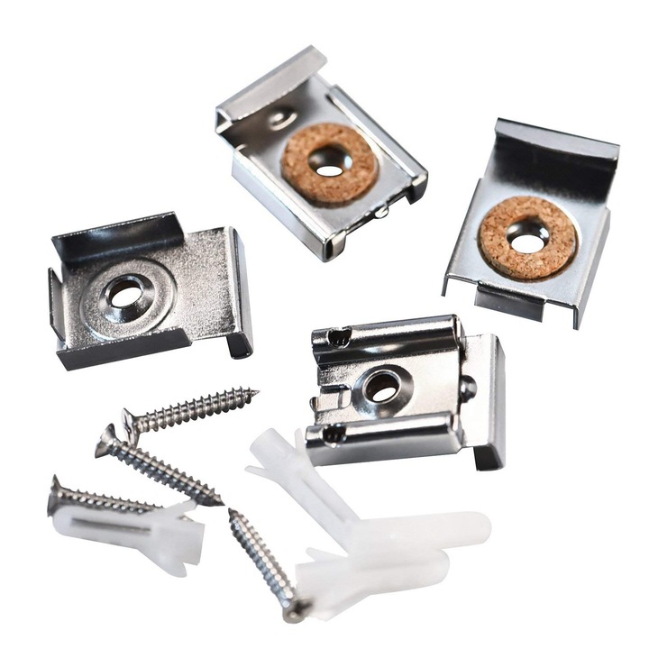 Set 4 clipsuri pentru oglinda, AMRINUGL, fier, 31 x 25 mm, argintiu