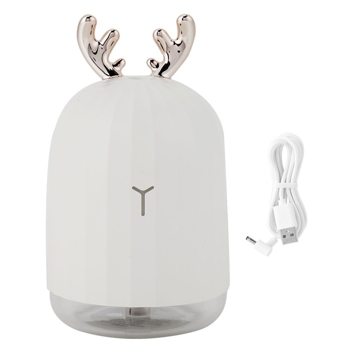 Hordozható párásító LED-del, szarvas mintával, 5V, kompakt