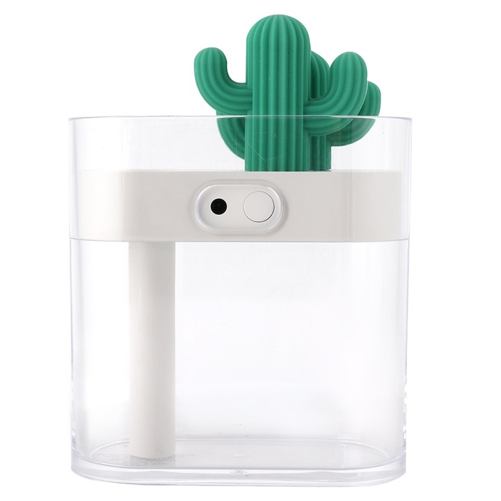 Mini kaktusz párásító USB 5V, színes LED lámpával, hordozható, kompakt