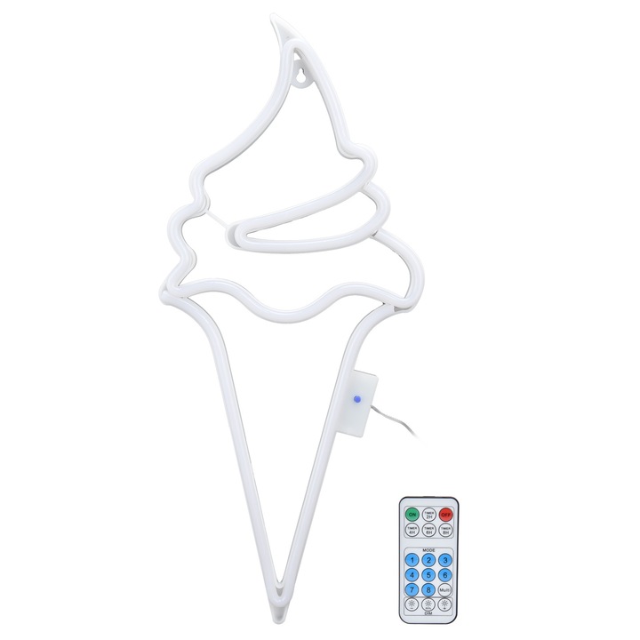 Неонова светлина във формата на сладолед, BGHYHYHI, USB или на батерия, розова, 52x22,5x2 см