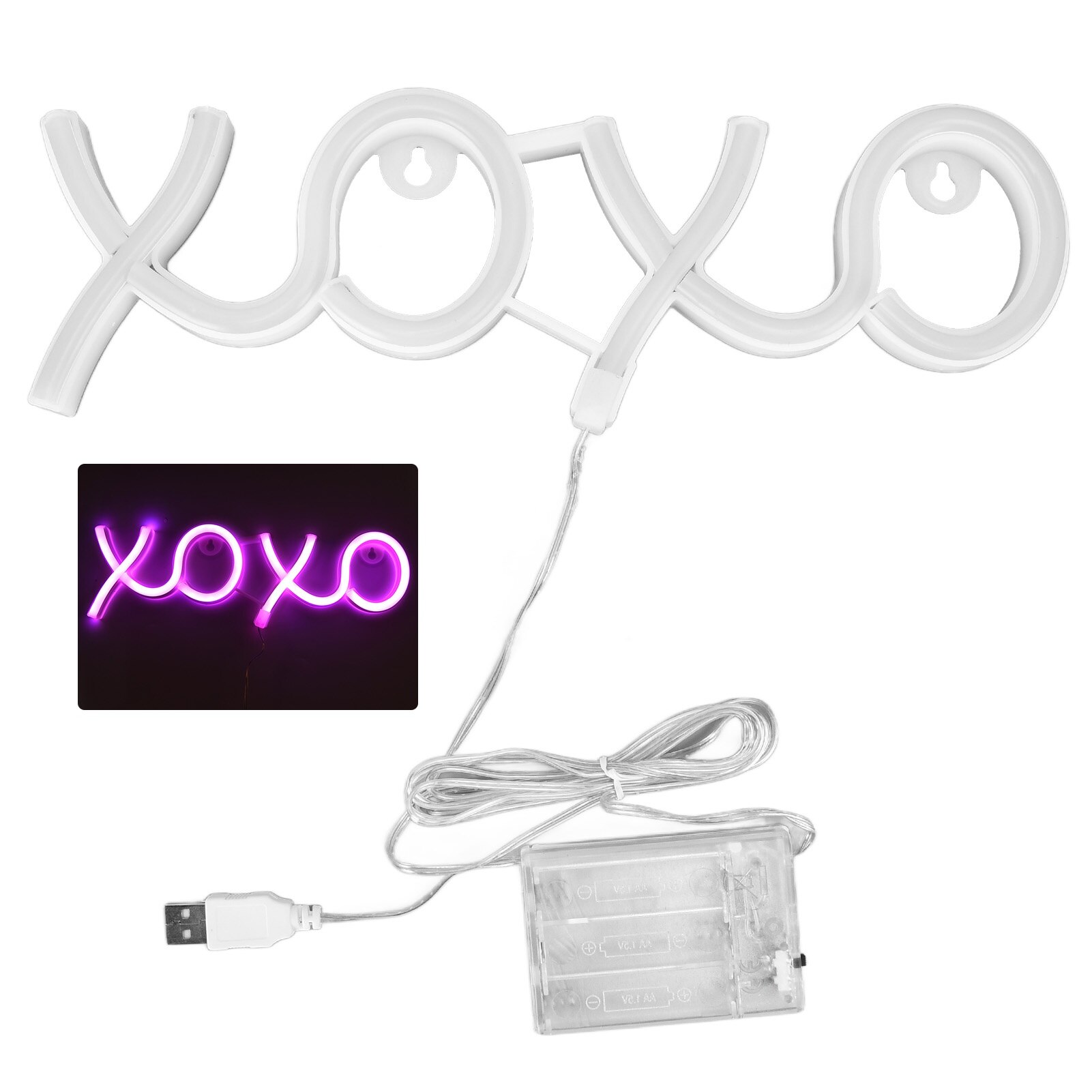 Lampa neon decorativa IP45 LED, XOXO, Lumina Roz - eMAG.ro