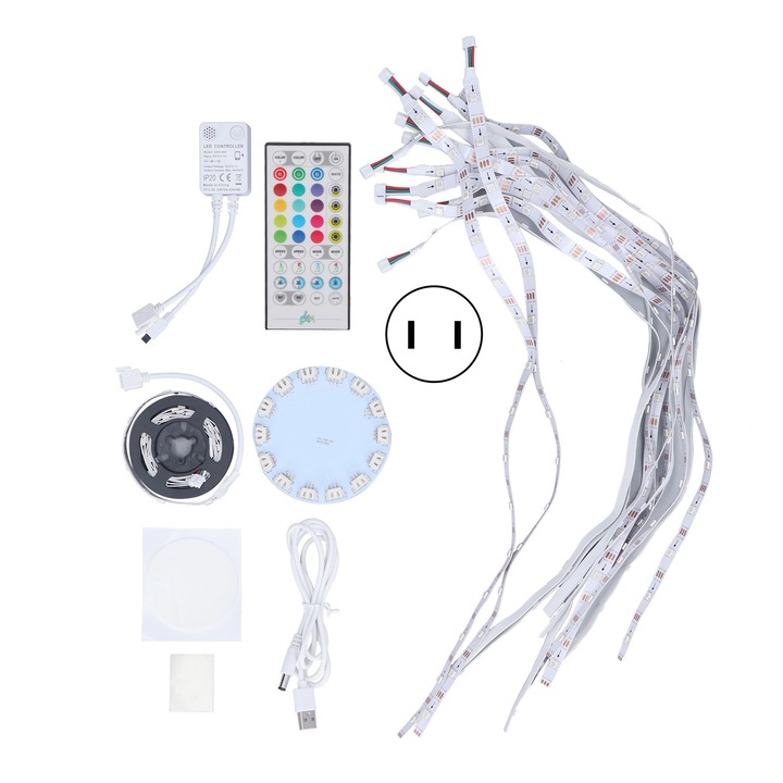 Умни LED ленти, управление чрез приложение, 240LED, многоцветни, 100-240V, комплект с дистанционно управление