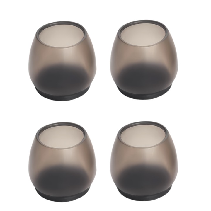 Set 4 protectii picioare scaune, Silicon/Pasla, 22-31mm, Negru