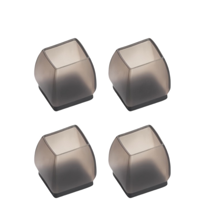 Set 4 protectii picioare scaune, Silicon/Pasla, 32-41mm, Negru