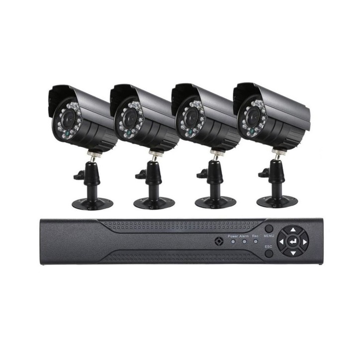 CCTV megfigyelő rendszer DVR-vel, 4 kamerával, IR, HD, USB, IP65