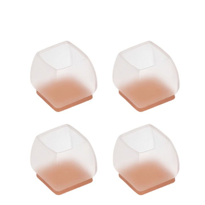 Set 4 protectii picioare scaune, Silicon/Pasla, 22-31mm, Transparent