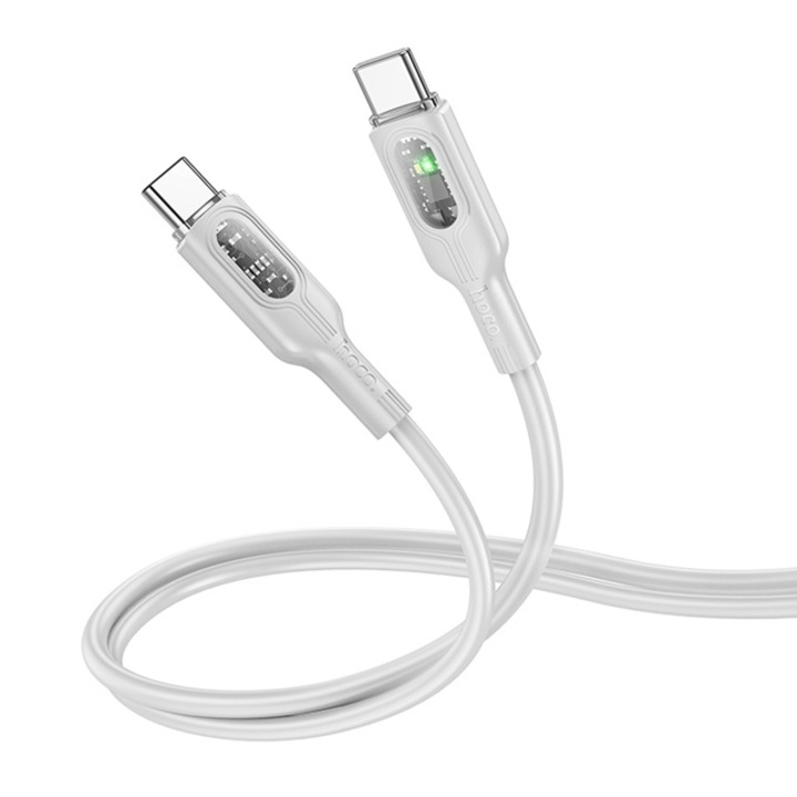 Cablu Date, Compatibil iPhone 15/16 si Android, Type-C la Type-C, Hoco U120, Putere 60W, 1.2m, Gri