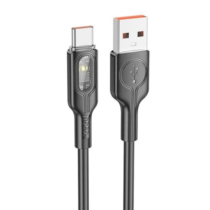 Cablu Date, Compatibil iPhone 15/16 si Android, USB la Type-C, Hoco U120, Putere 5A, 1.2m, Negru