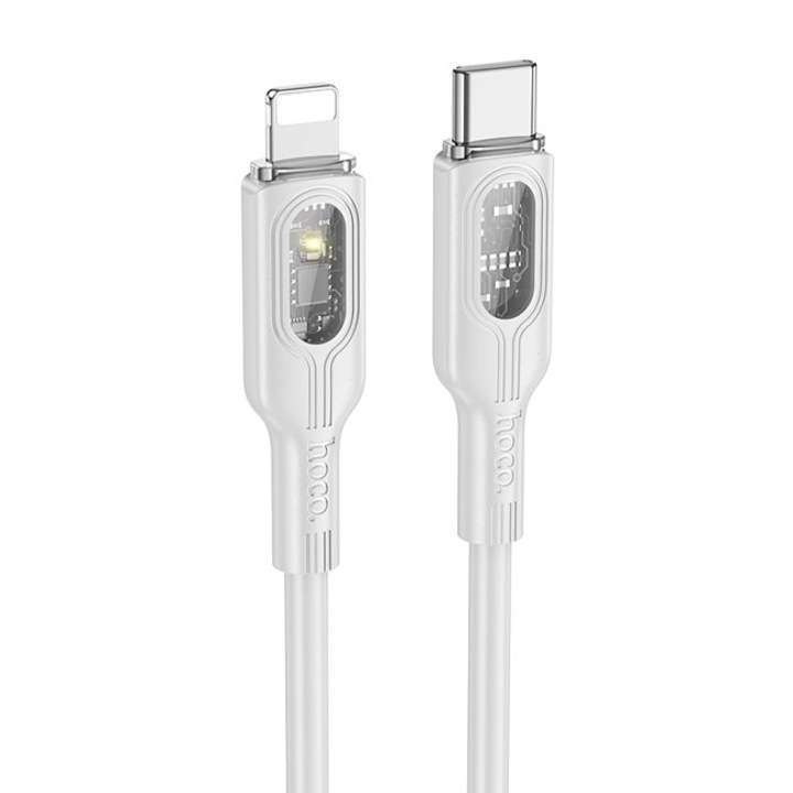 Adatkábel, iPhone kompatibilis, Type-C to Lightning, Hoco U120, teljesítmény 27 W, 1,2 m, szürke