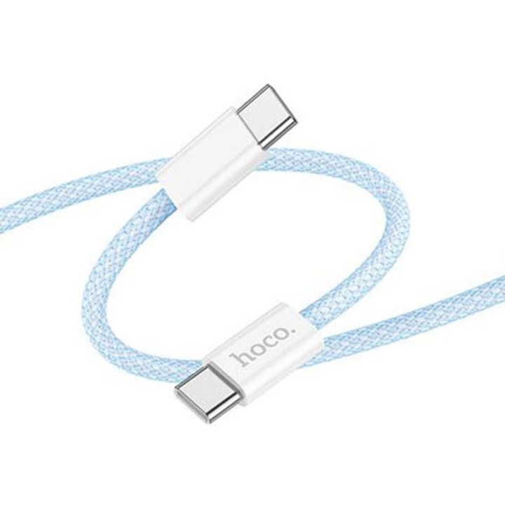 Cablu Hoco X105, Type-C la Type-C, 1m, Compatibil iPhone 15/16 si Android, 60W, Suporta Transfer Date, Albastru