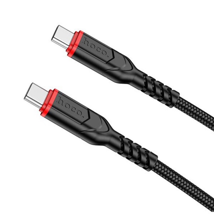 Cablu Hoco X59, Type-C la Type-C, 2m, Compatibil iPhone 15/16 si Android, 60W, Suporta Transfer Date, Negru