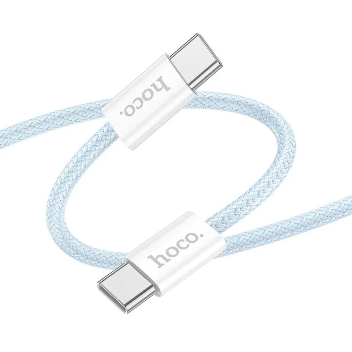 Кабел за зареждане Hoco X104, USB-C към USB-C, PD 60W, Текстил, 2 м, Син