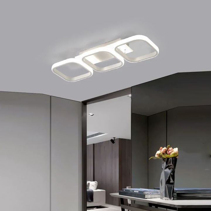 Lustra LED cu 3 functii de iluminat, 60W, lumina calda/rece/naturala, alb, LED CONCEPT, LC-R-1310-3WH