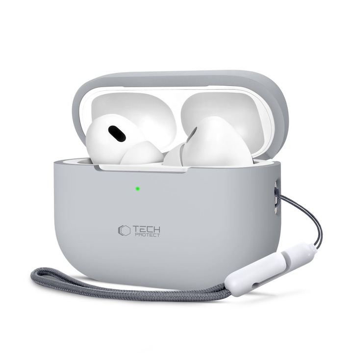 Carcasa Tech-Protect Silicone compatibila cu Apple AirPods Pro / Pro 2 Grey