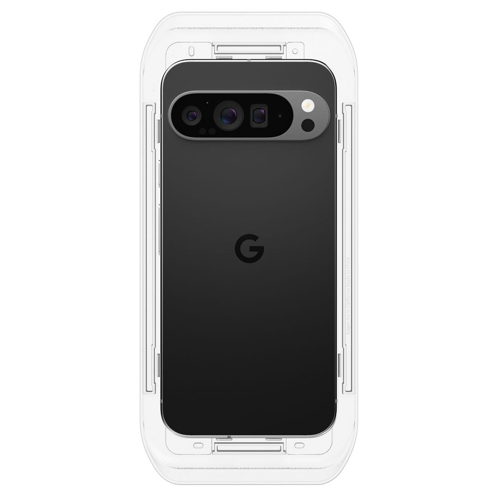 Set 2 folii sticla cu sistem de montare Case friendly Spigen GLAStR EZ FIT compatibil cu Google Pixel 9 / 9 Pro