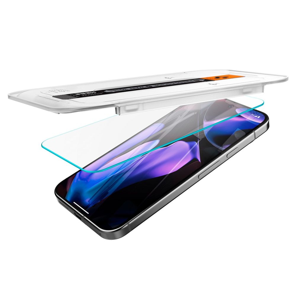Set 2 folii sticla cu sistem de montare Case friendly Spigen GLAStR EZ FIT compatibil cu Google Pixel 9 / 9 Pro