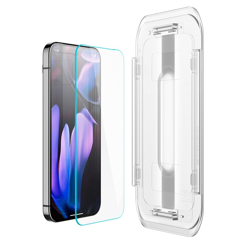 Set 2 folii sticla cu sistem de montare Case friendly Spigen GLAStR EZ FIT compatibil cu Google Pixel 9 / 9 Pro