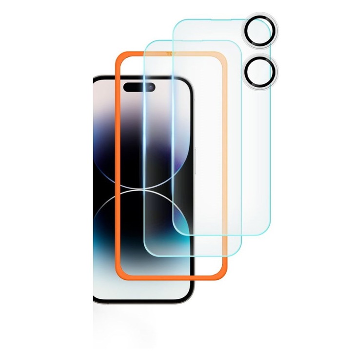 2 db üvegfólia készlet képernyőhöz és fényképezőgép fóliához TECH-PROTECT Supreme kompatibilis iPhone 16 Plus Clear készülékkel
