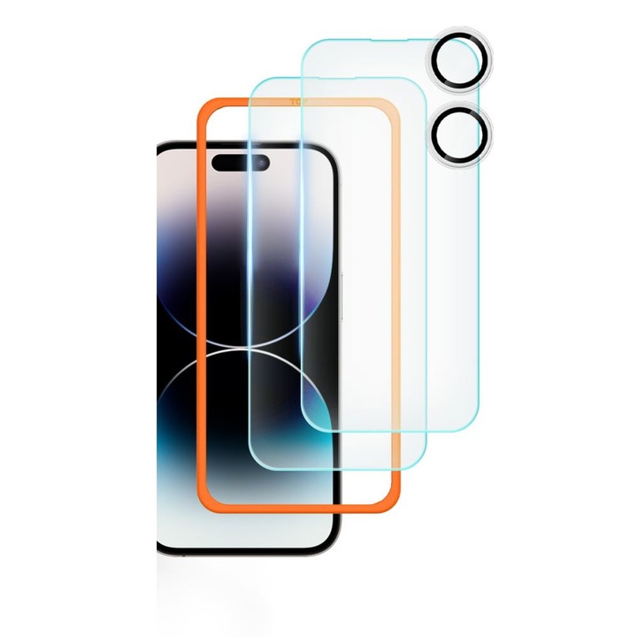 2 db üvegfólia készlet képernyőhöz és fényképezőgép fóliához, Tech-Protech Supreme, kompatibilis iPhone 16 készülékkel, Átlátszó