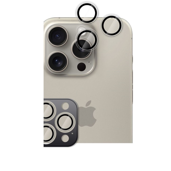 Комплект от 3 стъклени протектора за камера HOFI CamRing, съвместими с iPhone 16 Pro / 16 Pro Max Clear